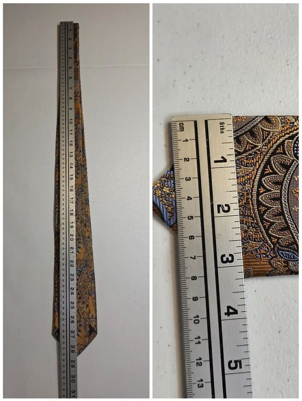 JZ Richards Paisley Silk Tie in Brassy Gold Men's Necktie